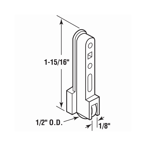 Roller Assembly, 1-15/16 in L, Nylon/Plastic, White - pack of 4