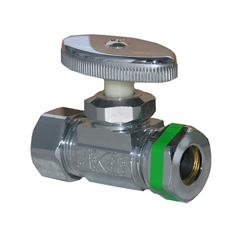 LARSEN SUPPLY CO., INC. 06-7289 Pipe Fitting, Straight Valve, Chrome, Lead-Free, 5/8 x 7/16 or 1/2-In. OD Slip Joint Outlet