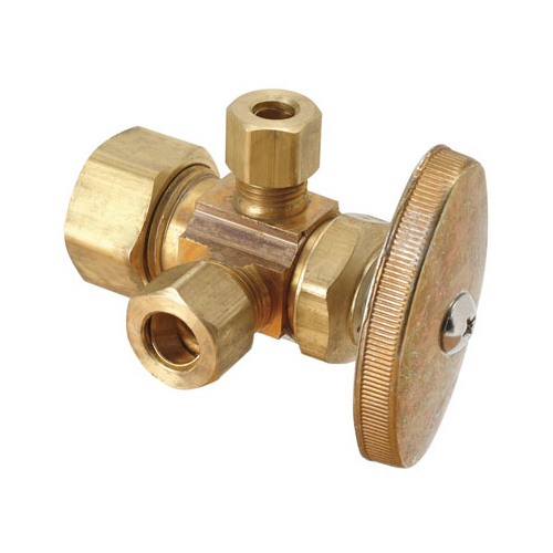 BrassCraft CR1901LRX RD Brass Dual Outlet Stop Valve, 5/8 x 3/8 x 3/8-In.