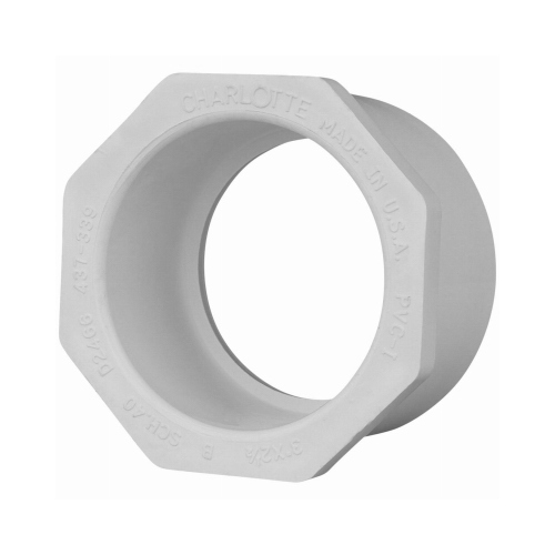 Schedule 40 PVC Pressure Pipe Reducer Bushing, White, 1-1/2 x 1/2-In.