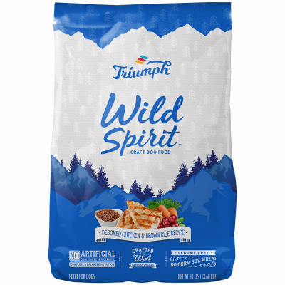 Triumph Wild Spirit 00875 Wild Spirit Super Premium Dry Dog Food, Adult, Chicken & Rice, 30-Lbs.