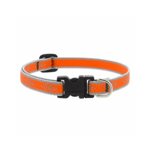 LUPINE INC 48334 Adjustable Puppy & Small Dog Collar, Reflective Orange Diamond Pattern, 1/2 x 8 - 12-In.