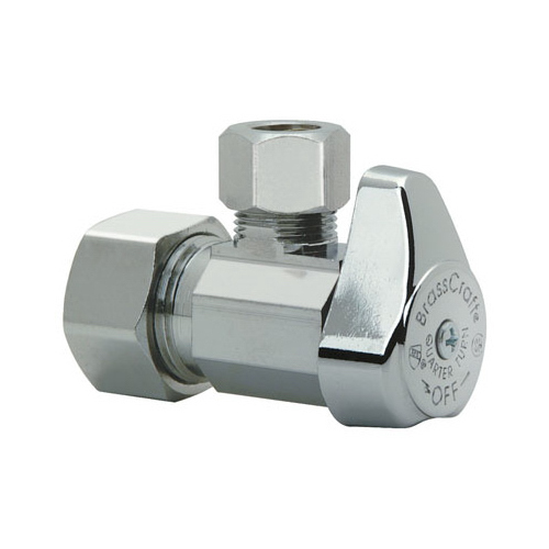 Chrome Angle Stop Valve, 5/8 x 1/2-In.