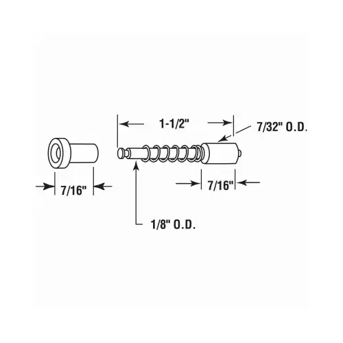 Snap-On Window Screen Plunger Bolt, Nylon, Zinc - pack of 6