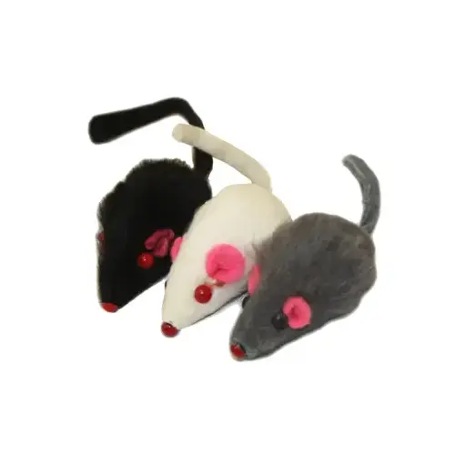 Multipet 36498 Cat Toy, Real Fur Mice Catnip, 1.25-In.