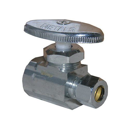 LARSEN SUPPLY CO., INC. 06-7273 Straight Valve, Chrome 1/2-In. Female Pipe Thread Inlet x 3/8-In. O.D. Compression Outlet