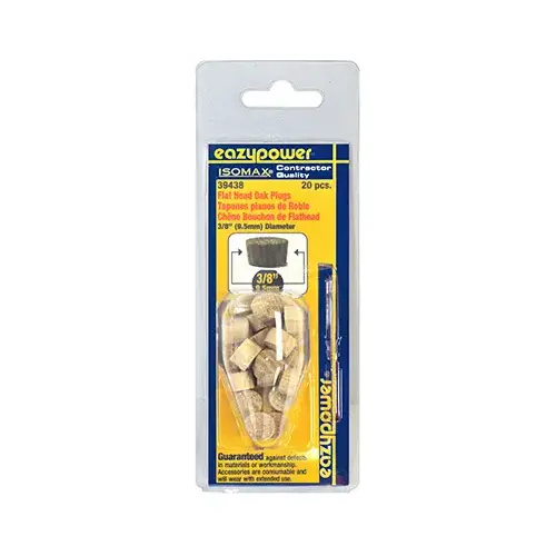 EAZYPOWER 30223 Flat Head Plug, Oak, 3/8 In - pack of 20