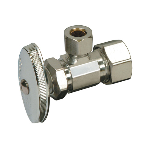 Angle Stop Valve, Chrome, 3/8 x 3/8-In.