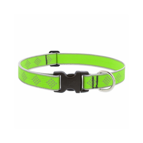 LUPINE INC 48152 Adjustable Medium Dog Collar, Reflective Green Diamond Pattern, 1 x 12 - 20-In.