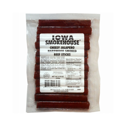 IOWA SMOKEHOUSE/PREFERRED WHOLESALE IS-HSCSP Hardwood Smoked Beef Sticks, Cheesy Jalapeno, 8.75-oz.