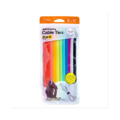 JJAAMM LLC 410-12MC Self-Gripping Cable Ties, Reusable, Multi Color, 3/4 x 12 In pack of 10