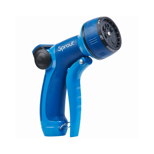 Sprout 7-Pattern Hose Nozzle, Front Trigger, Blue