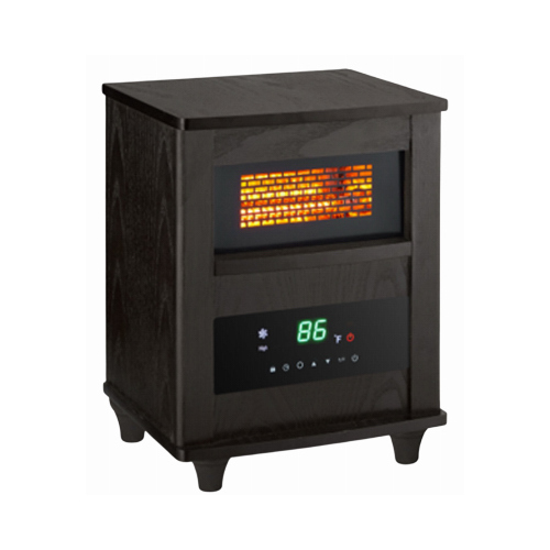 Infrared Quartz Heater, Expresso Wood Cabinet, 2 Settings, Thermostate, Remote