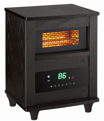 Comfort Zone CZ2033E Infrared Quartz Heater, Expresso Wood Cabinet, 2 Settings, Thermostate, Remote