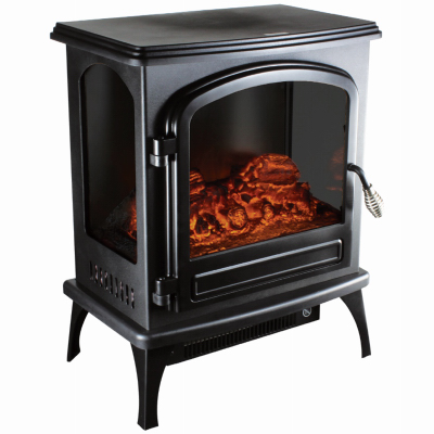 Comfort Zone CZFP6 Electric Stove Heater, 2 Settings or Flame Only, Thermostat, Black