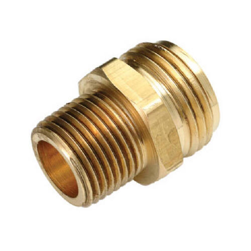 Anderson Metals 757478-1208 Hose Adapter, 3/4 x 1/2 in, MGH x MIP, Brass, For: Garden Hose