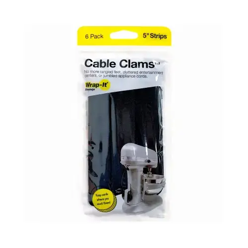 Wrap-It Storage 406-CC-5LX-BL-XCP6 5" BLK Cable Clam - pack of 6