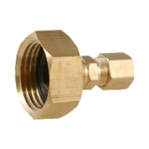 Hose to Tube Adapter, 3/4 x 1/4 in, Female Hose x Compression, Brass