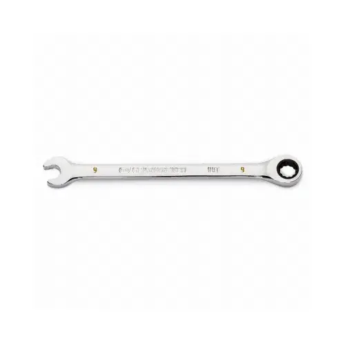 Combination Ratcheting Wrench, 90-Tooth, 12-Point, 9 mm