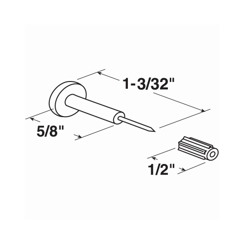 Window Grid Retainer Pin, Clear Plastic  pack of 6