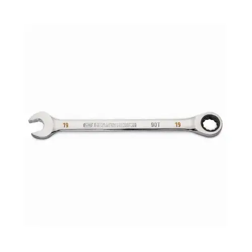 Combination Ratcheting Wrench, 90-Tooth, 12-Point, 19 mm