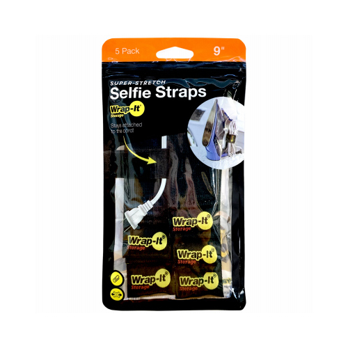 Wrap-It Storage 705-SE-09B-XCP6 9" Selfie Strap - pack of 6