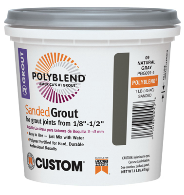 Custom Building Products PBG091-4 Polyblend Sanded Repair Grout, Natural Gray, 1-Lb.