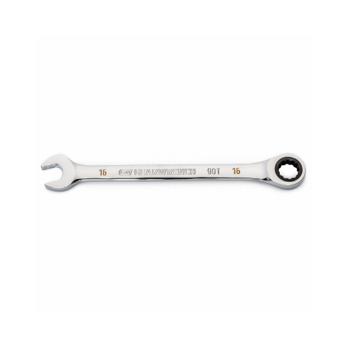 Combination Ratcheting Wrench, 90-Tooth, 12-Point, 16 mm