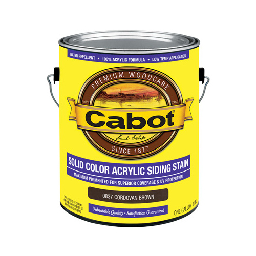CABOT/VALSPAR CORP 0837-07-XCP4 Solid Color Acrylic Siding Stain, Cordovan Brown, Gallon - pack of 4
