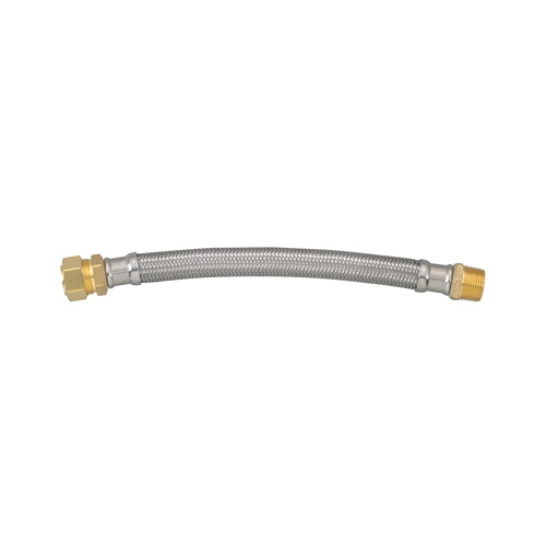 Water Heater Connector, Braided Stainless Steel, 7/8-Compression x 3/4-MIP x 18-In.