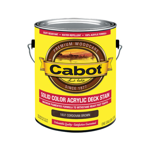 CABOT/VALSPAR CORP 1837-07 Deck Stain, Acrylic, Cordovan Brown Sold Color, 1-Gallon