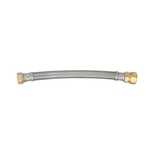 Water Heater Connector, Lead-Free, Braided Stainless Steel, 7/8 Compression x 3/4 FIP x 18-In.
