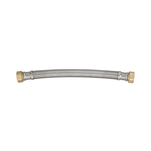 Water Heater Connector, Braided Stainless Steel, 7/8-Compression x 3/4-FIP x 12-In.