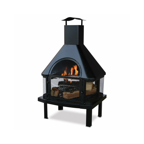 Mr Bar-B-Q WAF1013C Wood Burning Fireplace, Black, Rectangular