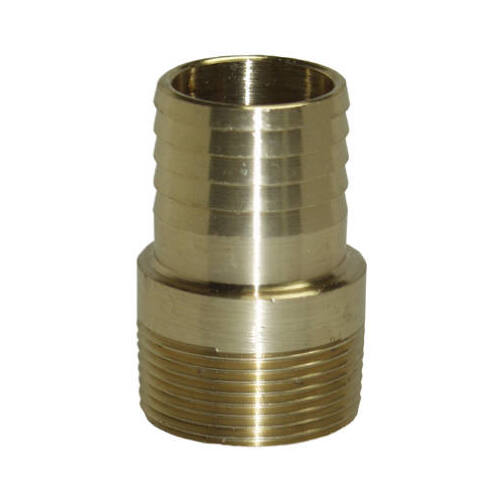 Yellow Brass Threaded Male Adapter, Barbed End, 1/2-In.