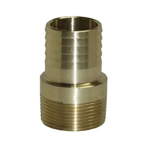 Yellow Brass Threaded Male Adapter, Barbed End, 1.5-In.