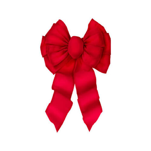 Christmas Bow, 11-Loop, Wired, Red Velvet, 14 x 28 x 4-1/2-In.