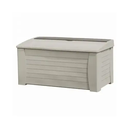 Deck Box, 54-1/2 in W, 28 in D, 27 in H, Resin, Light Taupe