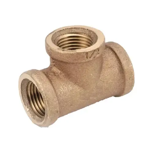 Pipe Tee, 1/2 in, FIPT, Brass, 200 psi Pressure Red