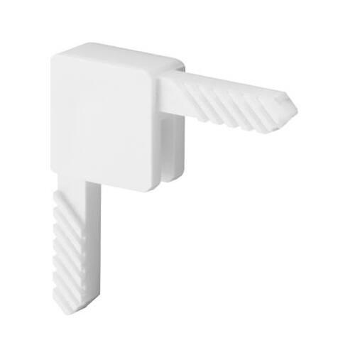 Window Sash Corner, "C", Square, White Plastic - pack of 20