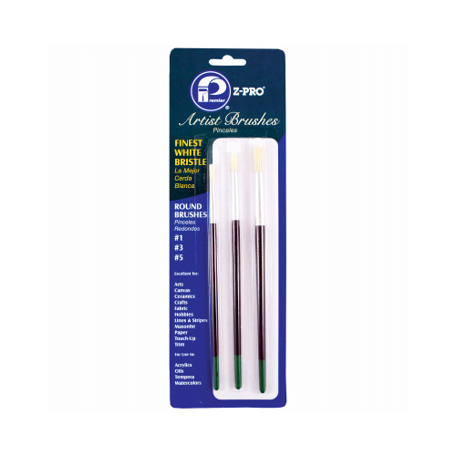 3PC WHT Brist RND Brush