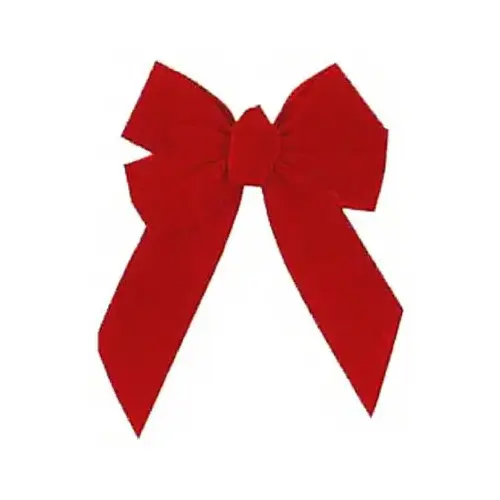 Outdoor Bow, 1 in H, Velvet, Red - pack of 36