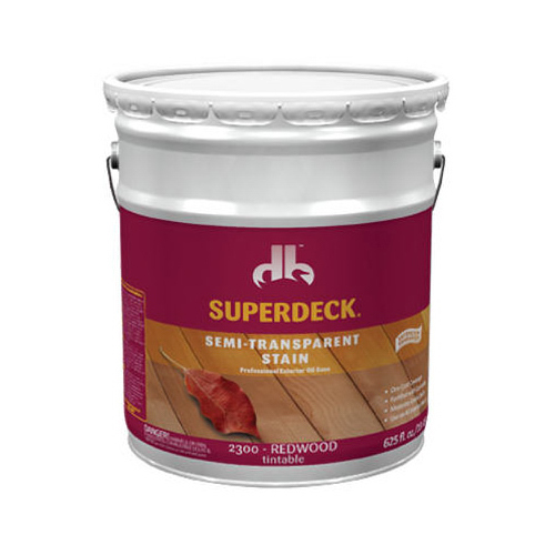 Semi-Transparent Exterior Wood Stain, Redwood, 5-Gals.