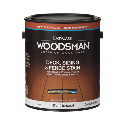 Deck, Siding & Fence Stain, Acrylic, Semi-Transparent, Redwood, 1-Gallon