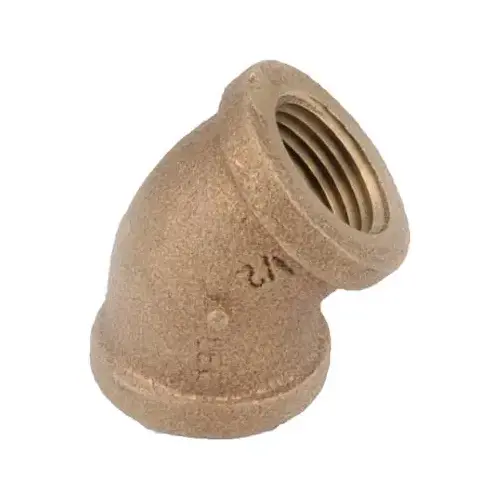 Pipe Elbow, 1/4 in, FIP, 45 deg Angle, Brass, Rough, 200 psi Pressure