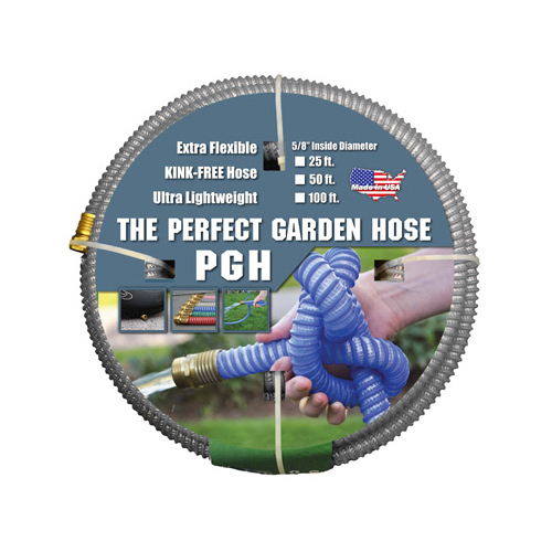 Kink-Proof Garden Hose, Extra Flexible, Ultra Lightweight, Gray, 5/8-In. x 50-Ft.