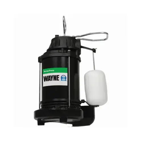 Sump Pump, 1-Phase, 9.5 A, 120 V, 0.33 hp, 1-1/2 in Outlet, 20 ft Max Head, 1200 gph, Iron