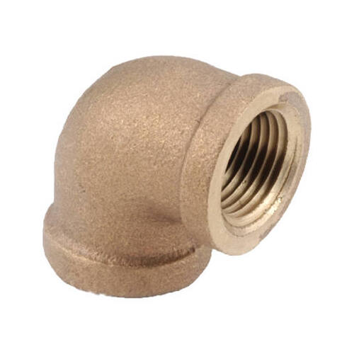 Anderson Metals 738100-06 Pipe Elbow, 3/8 in, FIP, 90 deg Angle, Brass, Rough, 200 psi Pressure