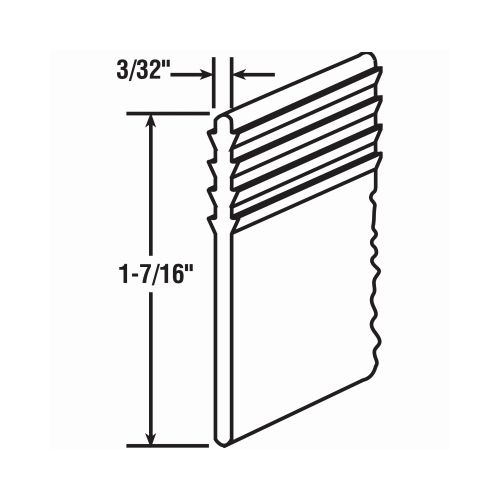 Shower Door Bottom Sweep, 3/32 x 36 In.