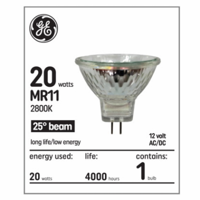 GE Lighting 30773 Halogen Light Bulb, 950 Lumens, GU4 Base, 20 Watts